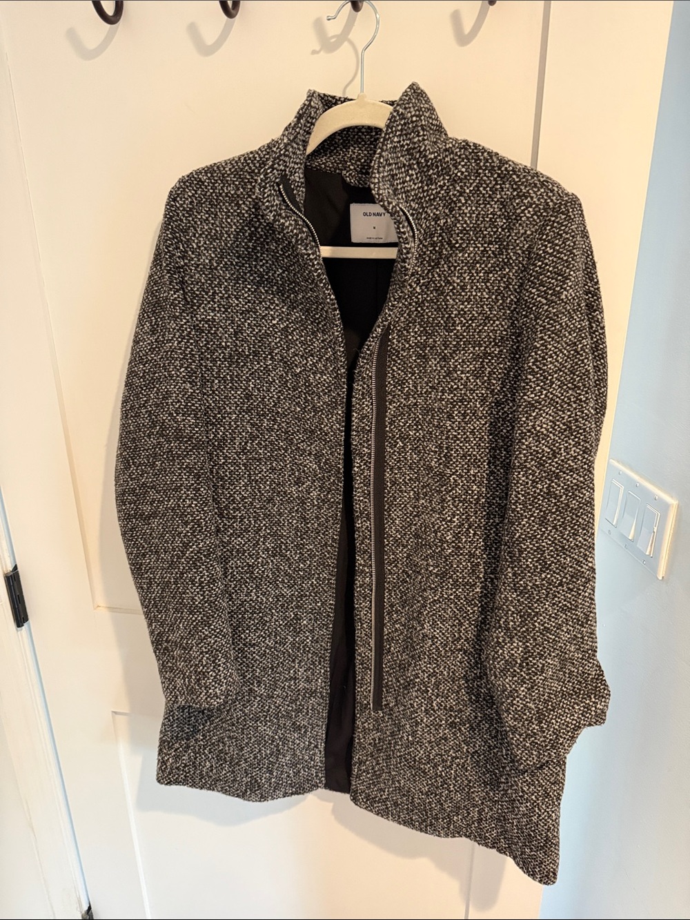 Old Navy Black and White Tweed Zip-Front Jacket
